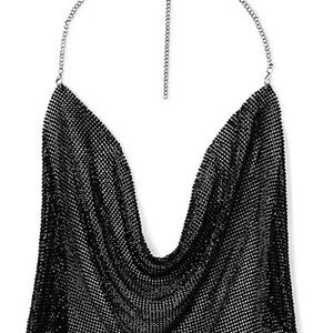 Black rhinestone Chainmail Halter Top